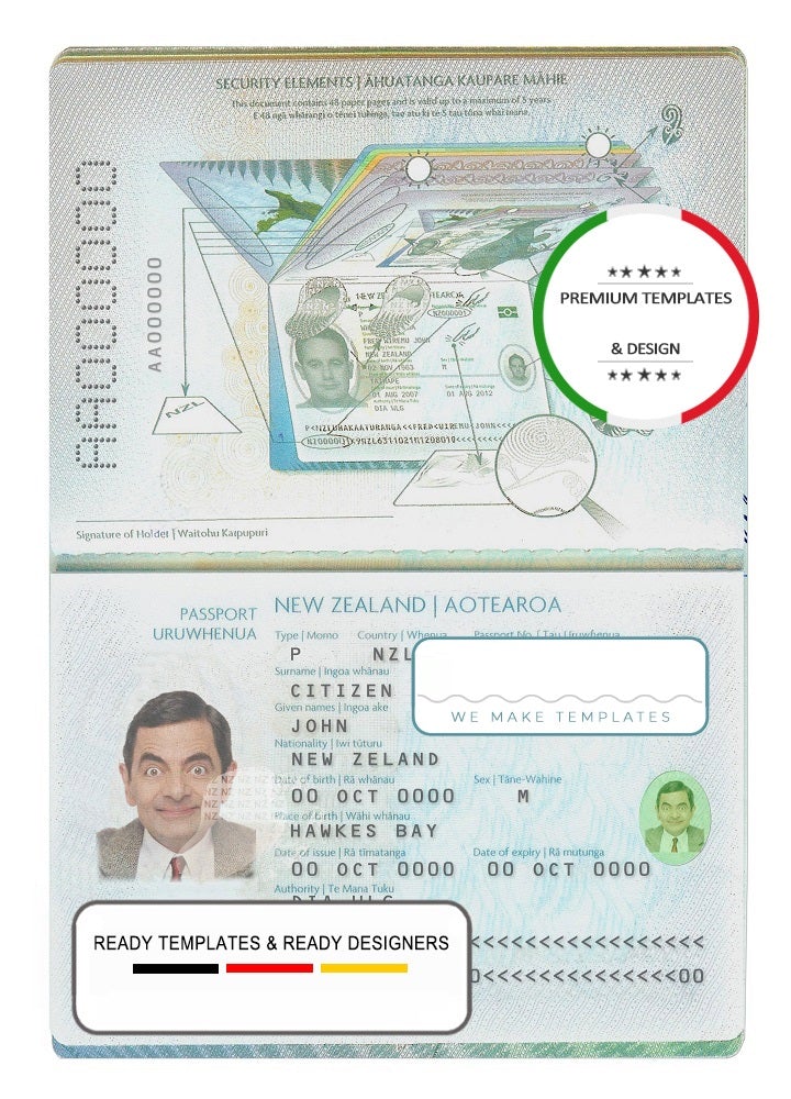New Zealand Passport Template In Psd Format Fully Editable 2005 Present Faketemplate 7657