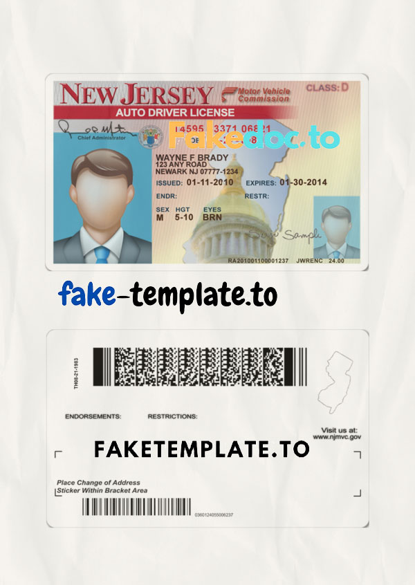 New Jersey Drivers License Template V1